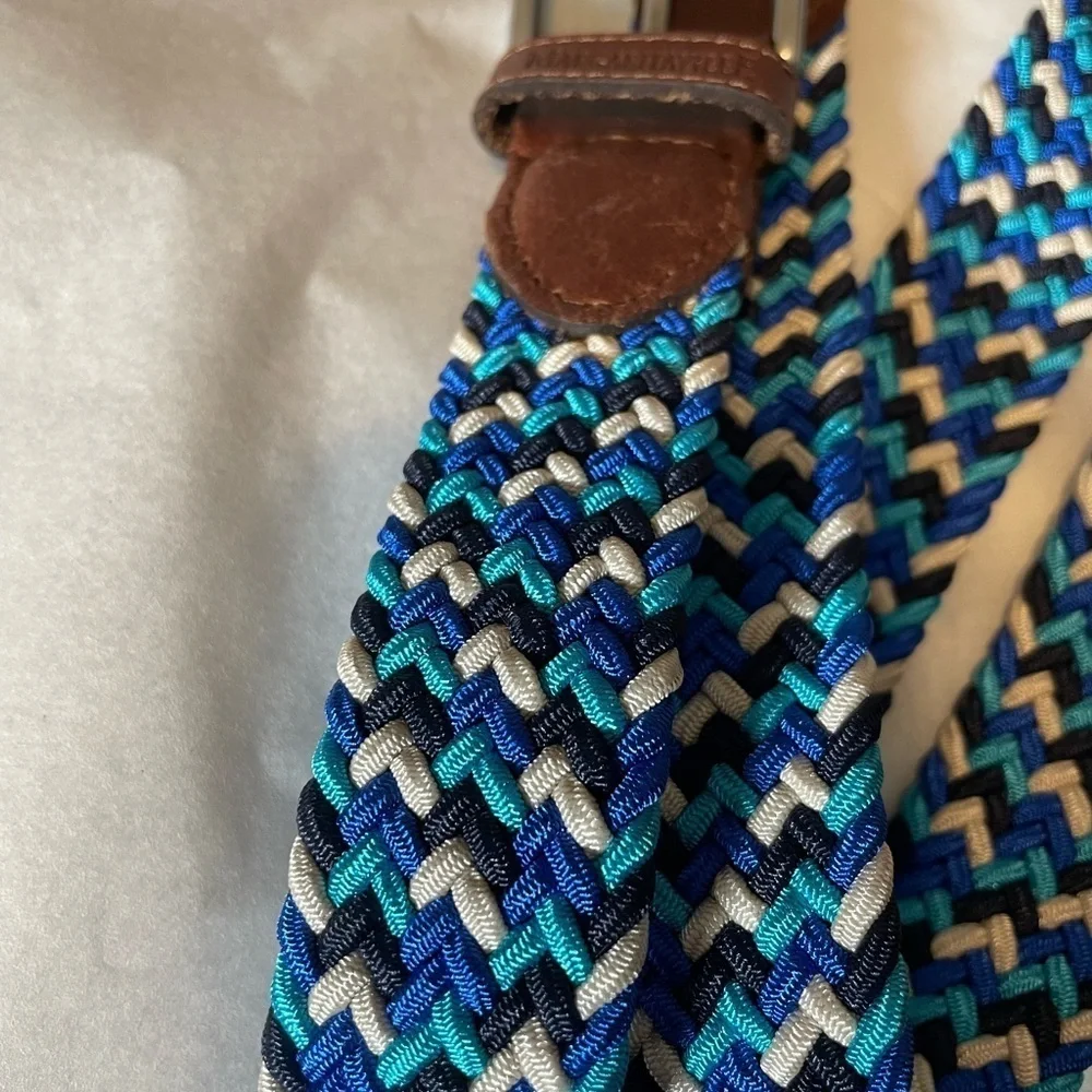 Margaritaville Men's Sz S (30-32) Belt Woven Adjustable Brown Leather Braided